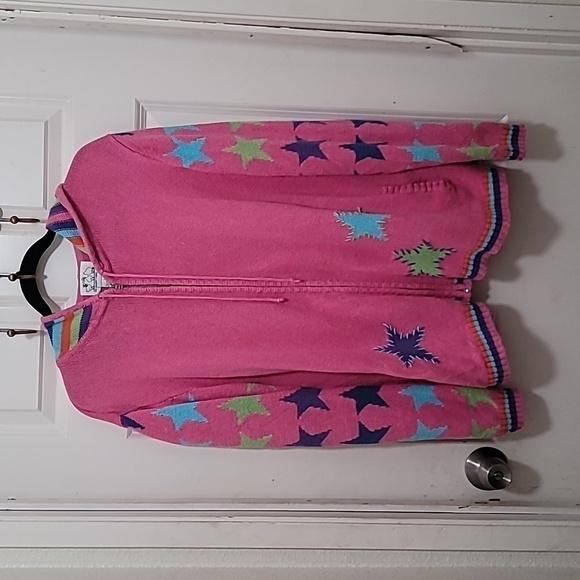 VINTAGE QUACKER FACTORY WOMEN'S FULL ZIPPER KNIT SWEATER PINK WITH STRAP SIZE L - Picture 1 of 8